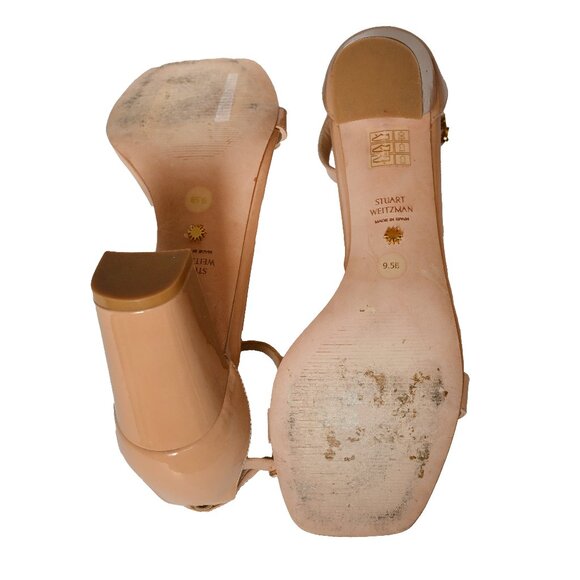 STUART WEITZMAN Patent Leather Block Heels Nudist 9.5 - Picture 8 of 8